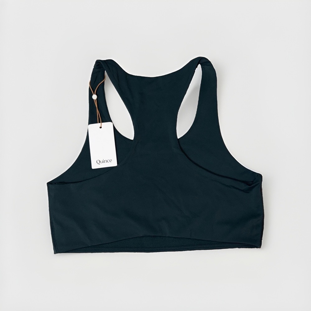 Quince Ultra-Form Scoop Neck Longline Bra Forest Green Size Large NWT - Picture 4 of 6